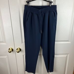 Athleta Metropolis Straight Leg Pants Zip Hem Blue Size 8